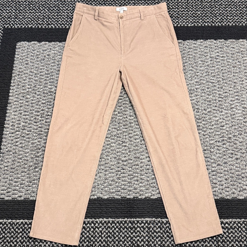 COS Straight Leg Corduroy Pants Women’s 12 Beige Cotton Casual Classic Workwear